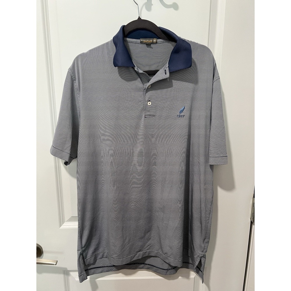 Peter Millar Summer Comfort Size Medium Blue White Striped‎ 1901 Logo Golf